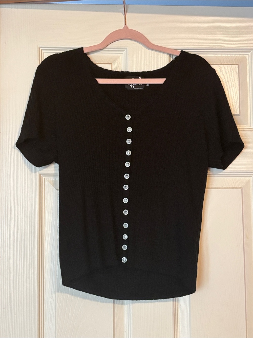 Hell Bunny Black Short-Sleeve Button-Down Top